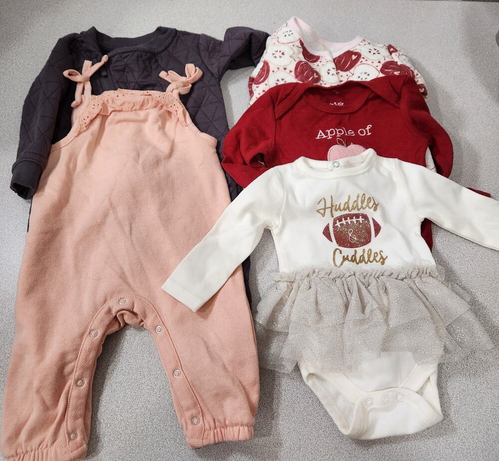 Mixed Brand Name Baby Girl Clothing 3-6M 5 Pieces Quilted Rompers
